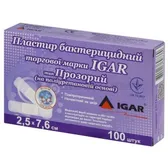 ПЛАСТИР БАКТЕРИЦИДНИЙ торгової марки IGAR тип ПРОЗОРИЙ (на поліуретановій основі) 2,5 см х 7,6 см  №100