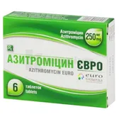 Азитроміцин Євро таблетки, вкриті оболонкою 250 мг блістер  №6
