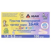ПЛАСТИР БАКТЕРИЦИДНИЙ торгової марки IGAR тип ДИТЯЧИЙ (на поліетиленовій основі з малюнком) 1,9 см х 5,5 см  №100