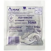 РУКАВИЧКИ МЕДИЧНІ ЛАТЕКСНІ ОГЛЯДОВІ СТЕРИЛЬНІ "IGAR" розмір L пара  №1
