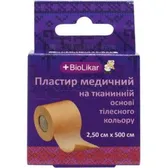 ПЛАСТИР МЕДИЧНИЙ тм "BIOLIKAR" НА ТКАНИННІЙ ОСНОВІ 2,5 см х 500 см тілесного кольору  №1