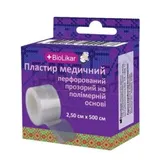 ПЛАСТИР МЕДИЧНИЙ тм "BIOLIKAR" ПЕРФОРОВАНИЙ ПРОЗОРИЙ НА ПОЛІМЕРНІЙ ОСНОВІ 2,5 см х 500 см  №1
