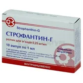 Строфантин-Г розчин  для ін'єкцій 0,025 % ампула 1 мл у блістері у пачці  №10