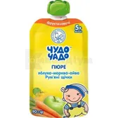 Пюре з яблук моркви та айви з цукром та вітаміном с гомогенізоване стерилізоване тм "Чудо-Чадо" 90 г для харчування дітей з 4 місяців  №1