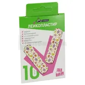 ЛЕЙКОПЛАСТИР МЕДИЧНИЙ БАКТЕРИЦИДНИЙ НА ПЛІВКОВІЙ ОСНОВІ ГІПОАЛЕРГЕННИЙ ВОДОСТІЙКИЙ 2,5 см х 7,2 см дитячий малюнок  №10