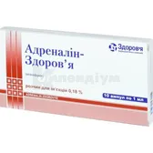 Адреналін-Здоров'я розчин  для ін'єкцій 0,18 % ампула 1 мл коробка  №10