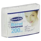 ВАТНІ ПАЛОЧКИ КОСМЕТИЧНІ тм БІЛОСНІЖКА упаковка поліетиленова  №200