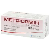 Метформін таблетки, вкриті плівковою оболонкою 500 мг блістер  №60