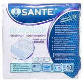 ПЕЛЮШКИ ГІГІЄНІЧНІ ПОГЛИНАЮЧІ SANTE CLUB 60 см х 60 см  №10