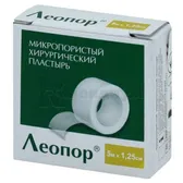 ПЛАСТЫРЬ МЕДИЦИНСКИЙ LEOPORE 5 м х 1,25 см упаковка картонная без катушки  №1