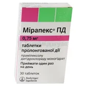 Мирапекс® ПД таблетки пролонгированного действия 0,75 мг блистер  №30