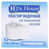 ПЛАСТЫРЬ МЕДИЦИНСКИЙ "H Dr. House" 4 см х 500 см упаковка картонная на тканевой основе  №1