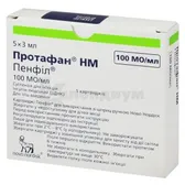 Протафан® НМ Пенфилл® суспензия для инъекций 100 МЕ/мл картридж 3 мл  №5