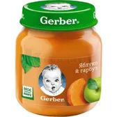 ПЮРЕ ПЛОДОВО-ОВОЩНОЕ ГОМОГЕНИЗИРОВАННОЕ ТМ "GERBER" "ЯБЛОКО И ТЫКВА" витаминизированное 130 г для детей от 6 месяцев  №1