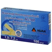 ПЛАСТЫРЬ БАКТЕРИЦИДНЫЙ торговой марки IGAR тип ВОДОСТОЙКИЙ (на ПВХ основе) 1,9 см х 7,2 см  №100