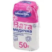 Вата медицинская гигроскопическая гигиеническая нестерильная зиг-заг 50 г тм "Белоснежка"  №1