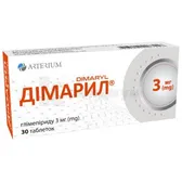 Димарил таблетки 3 мг блистер в пачке  №30