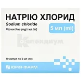 Натрия хлорид раствор для инъекций 9 мг/мл ампула 5 мл  №10