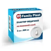 FAMILY PLAST ПЛАСТЫРЬ МЕДИЦИНСКИЙ НА ТКАНЕВОЙ ОСНОВЕ 3 см х 500 см  №1
