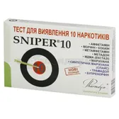 ТЕСТ МНОГОПРОФИЛЬНЫЙ Д/О НАРКОТИКОВ В МОЧЕ SNIPER®10 (AMP, MOR, COC, MET, MTD, MDMA, THC, K2, TRA, BUP)  №1