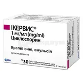 Икервис капли глазные, эмульсия 1 мг/мл тюбик-капельница 0.3 мл для одноразового использования  №30