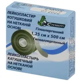 ЛЕЙКОПЛАСТЫРЬ КАТУШЕЧНЫЙ НА НЕТКАНОЙ ОСНОВЕ С-ПЛАСТ 1,25 см х 500 см картонная шпулька, картонная упакова  №1