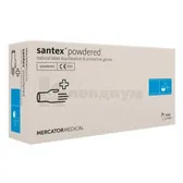 ПЕРЧАТКИ ЛАТЕКСНЫЕ СМОТРОВЫЕ НЕСТЕРИЛЬНЫЕ ПРИПУДРЕННЫЕ SANTEX M пара  №50