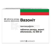Вазонит таблетки ретард, покрытые оболочкой 600 мг  №20