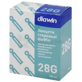 ЛАНЦЕТЫ СТЕРИЛЬНЫЕ diaWin 28G  №100