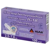 ПЛАСТЫРЬ БАКТЕРИЦИДНЫЙ торговой марки IGAR тип ПРОЗРАЧНЫЙ (на полиуретановой основе) 2,5 см х 7,6 см  №100