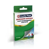 FAMILY PLAST НАБОР ПЛАСТЫРЕЙ БАКТЕРИЦИДНЫХ ДОМАШНЯЯ АПТЕЧКА 2,5 см х 7,2см тканевой, 2,5 см х 7,2 см полимерный 2,5 х 7,2 см нетканый, 19 х 72 см нетканый  №20
