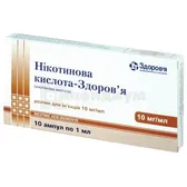 Никотиновая кислота-Здоровье раствор для инъекций 10 мг/мл ампула 1 мл коробка  №10