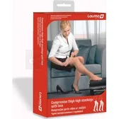 Чулки медицинские компрессионные с кружевом модель AG303 Класс компрессии 1 с  мыском 3K черные  №1