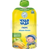 Пюре яблочно-банановое натуральное без сахара тм "Чудо-Чадо" гомогенизированное стерилизованное 90 г с 6 месяцев  №1