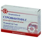 Строфантин-Г раствор для инъекций 0,025 % ампула 1 мл в блистере в пачке  №10