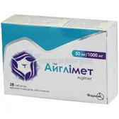 Айглимет таблетки, покрытые пленочной оболочкой 50 мг + 1000 мг блистер  №28