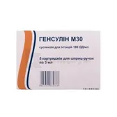 Генсулин Н суспензия для инъекций 100 МЕ/мл картридж 3 мл  №5