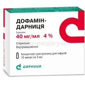 Дофамин-Дарница концентрат для раствора для инфузий 40 мг/мл ампула 5 мл контурная ячейковая упаковка, пачка  №10