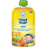 Пюре фруктовый салатик со злаками и вкусом печенья тм "Чудо-Чадо" без сахара 90 г  №1