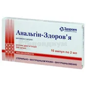 Анальгин-Здоровье раствор для инъекций 500 мг/мл ампула 2 мл в коробке  №10