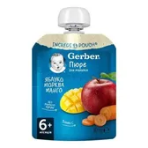 Пюре фруктово-овощное витаминизированное тм "Gerber" "Яблоко, морковь, манго" пауч упаковка 90 г с 6 месяцев  №1