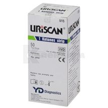 ТЕСТ-СМУЖКИ ДЛЯ АНАЛІЗУ СЕЧІ URISCAN uriscan 1, кетони, кетони, № 50; YD Diagnostics