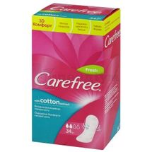 ПРОКЛАДКИ ЖІНОЧІ ГІГІЄНІЧНІ CAREFREE WITH COTTON EXTRACT FRESH № 34; Джонсон енд Джонсон