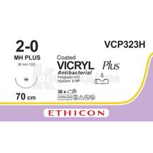 ВІКРИЛ ПЛЮС з покриттям (Антибактеріальний/Поліглактин 910) 2/0, фіолет., 70 см, голка 36 мм колюча 1/2, голка 36 мм колюча 1/2, № 1; Етікон, Інк.