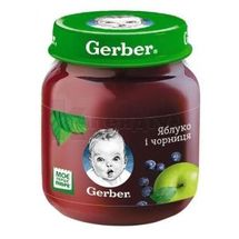 ПЮРЕ ФРУКТОВЕ ТМ "GERBER" "ЯБЛУКО І ЧОРНИЦЯ" пастеризоване, 130 г, для дітей від 6 місяців, для дітей від 6 місяців, № 1; Нестле Україна