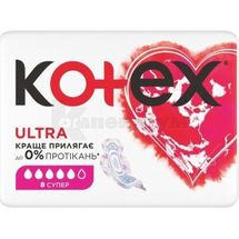 Прокладки жіночі гігєнічні Kotex Ultra Super ультратонкі з крильцямі сеточка, сеточка, № 8; Кімберлі-Кларк Україна