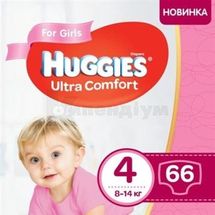 ПІДГУЗНИКИ ДИТЯЧІ ГІГІЄНІЧНІ HUGGIES ULTRA COMFORT розмір 4, girl, girl, № 66; Кімберлі-Кларк