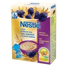 КАША СУХА БЕЗМОЛОЧНА NESTLE "ОВЕС ПШЕНИЦЯ З ЧОРНОСЛИВОМ" ДЛЯ ДІТЕЙ З 6 МІСЯЦІВ з біфідобактеріями, 200 г, пребіотиками, вітамінізована, пребіотиками, вітамінізов., № 1; Нестле Україна