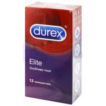 ПРЕЗЕРВАТИВИ ЛАТЕКСНІ З СИЛІКОНОВОЮ ЗМАЗКОЮ "DUREX ELITE" особливо тонкі, особливо тонкі, № 12; Реккітт Бенкізер Хелскер (ЮКей) Лімітед