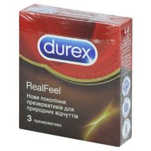 ПРЕЗЕРВАТИВИ ЛАТЕКСНІ З СИЛІКОНОВОЮ ЗМАЗКОЮ "DUREX REAL FEEL" натуральні відчуття, натуральні відчуття, № 3; Реккітт Бенкізер Хелскер (ЮКей) Лімітед